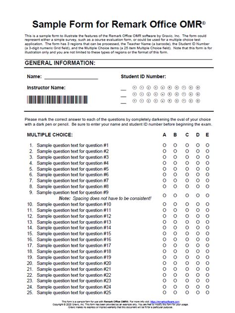sample test answer sheet remark software