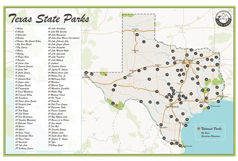 large map  texas state parks