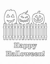 Coloring Halloween Happy Pages Printable Cute Fence Pumpkins Little sketch template