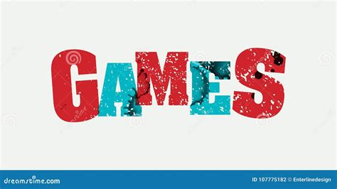 games concept stamped word art illustration stock vector illustration