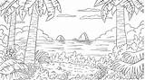 Paesaggio Tropicale Illustrazioni sketch template