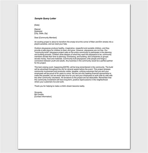 query letter template  formats samples examples