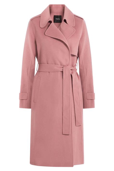 theory belted wool coat  pink lyst
