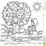 Apple Coloring Tree Picking Girl Pages Little Sheets Stock Illustration Printable Talking Tale Royalty Folk Getcolorings Forest Print Color Characters sketch template