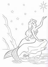Coloring Pages Ariel Mermaid Little Princess Disney sketch template