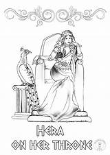 Coloring Greek Gods Mythology Pages Hera Goddess Goddesses Printable Etsy Costumes sketch template