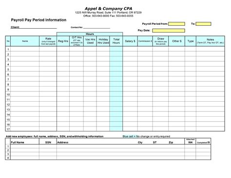 printable payroll templates