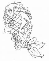 Fish Koi Coloring Pages Lineart Drawing Line Pick Color Poison Tattoo Deviantart Simple Print Designs Getdrawings Drawings Mermaid Fantasy Adults sketch template