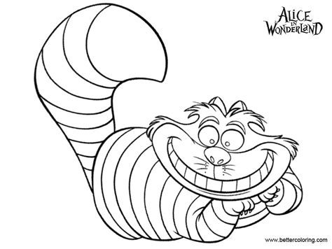 alice  wonderland cheshire cat coloring pages  printable