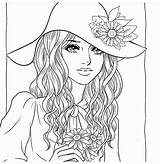 Coloring Pages Girls Adults Girl Printable Adult Cute Old Hat Years Beautiful Girly Sheets Para Kids Print Cool Colorir Drawing sketch template