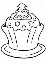 Coloring Christmas Pages Muffin Cupcakes Color Cake Printable Print Cupcake sketch template