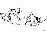 Coloring Pages Cats Angels Two Cute Printable Raphael sketch template