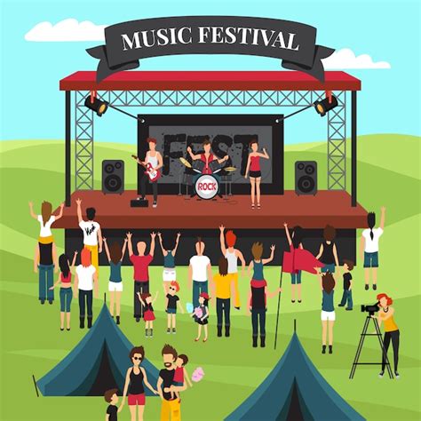 composicion de festival de musica al aire libre vector gratis