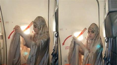 viral pramugari cantik shalat dalam pesawat bikin netizen