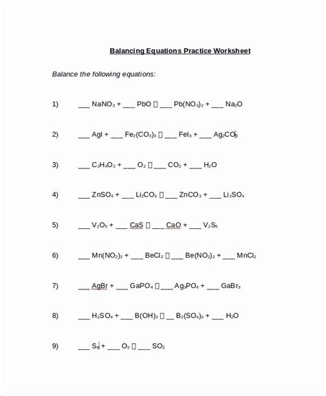 intro  balancing equations worksheet