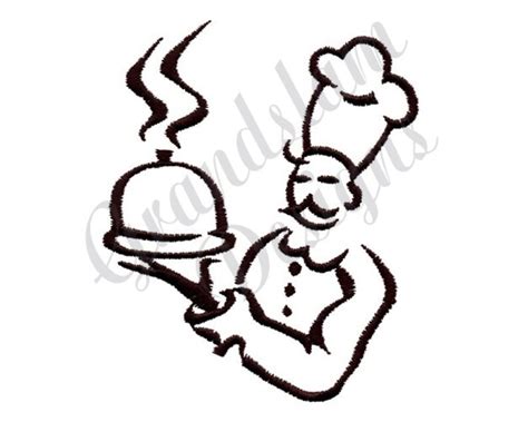 chef outline machine embroidery design embroidery designs etsy
