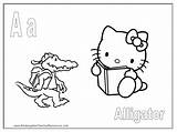 Kitty Hello Coloring Pages Alphabet Alligator Printables sketch template