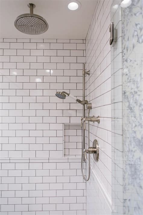 White Subway Tile Adds Dimension To Bathroom Shower Stall Hgtv