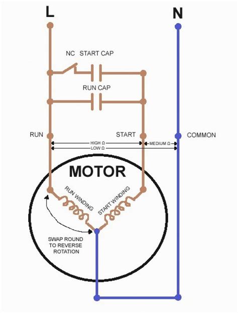 capacitor start motor diagram  pole connector