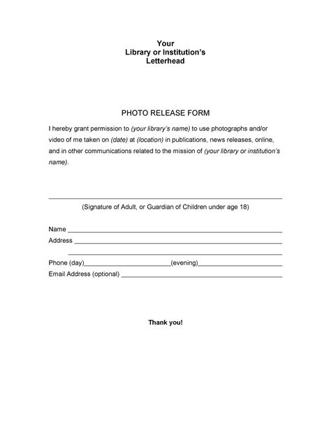 photo release form templates word  templatelab