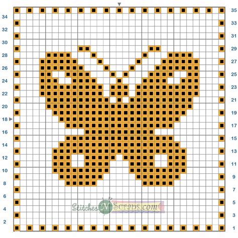 pattern filet crochet butterfly motif chart stitches  scraps