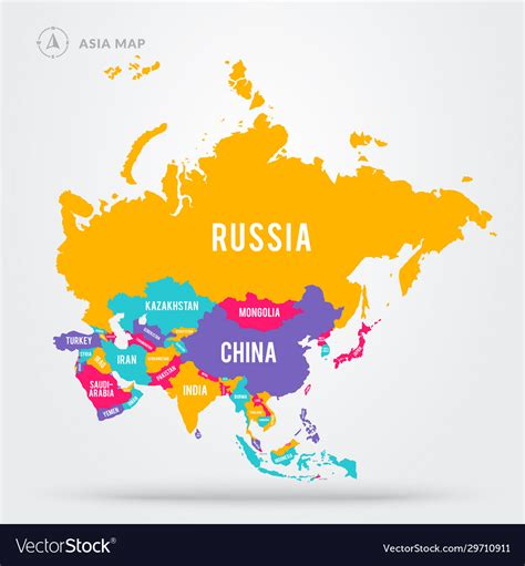 map asian countries asia states  names vector image