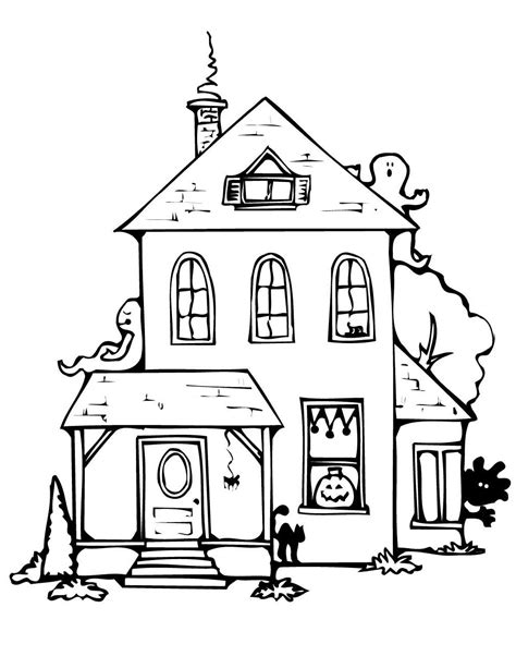 simple haunted house coloring pages printable  printable coloring