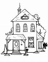 House Haunted Coloring Pages Printable Simple Drawing Kids Halloween Adults Paintingvalley sketch template