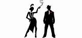 Silhouette Roaring Gangster Clipart 20s 1920s Clip Mafia Deco Gatsby Flapper Gangsters Harlem Couple Speakeasy Twenties Nights Cliparts Mystery Party sketch template
