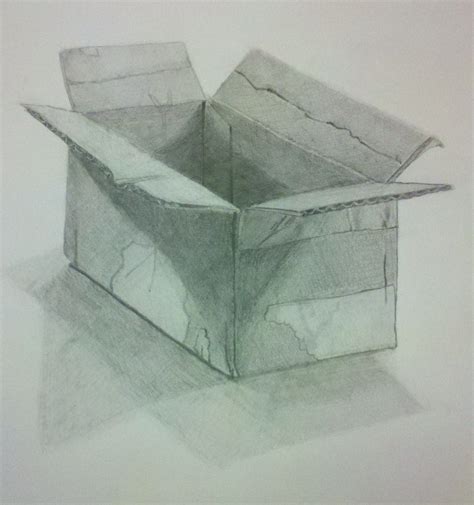 shading cardboard box drawing graphite drawn  john arviso