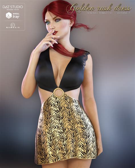 golden rush dress for genesis 3 female s 3d figure assets
