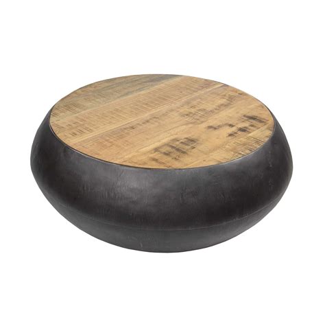 ruw houten salontafel met metalen kuip producten loods