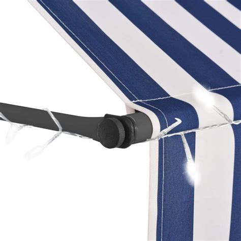 zun manual retractable awning  led  blue  white    retractable awning