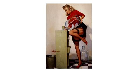 Vintage Retro Office Pinup Girl Poster