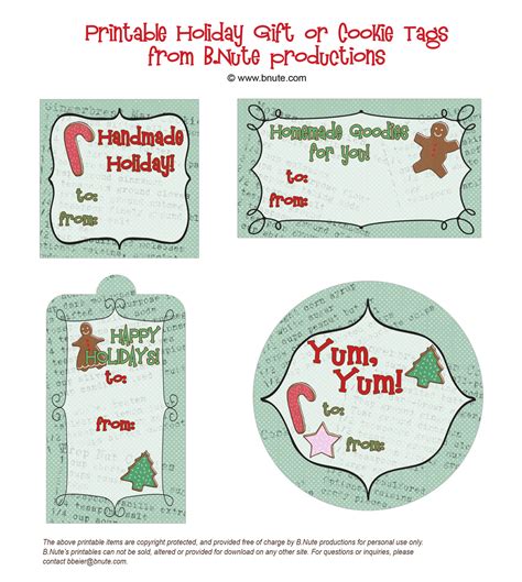 bnute productions  printable holiday gift tags