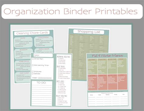sweet  simple  printable household organization binder