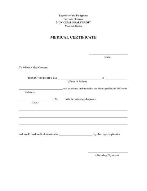 formatted medical certificate template