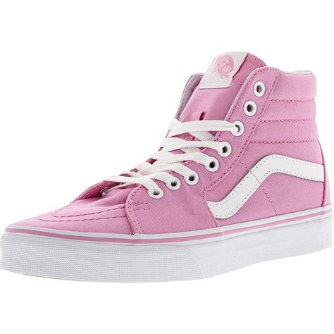vans sk  canvas prism pink true white high top skateboarding shoe