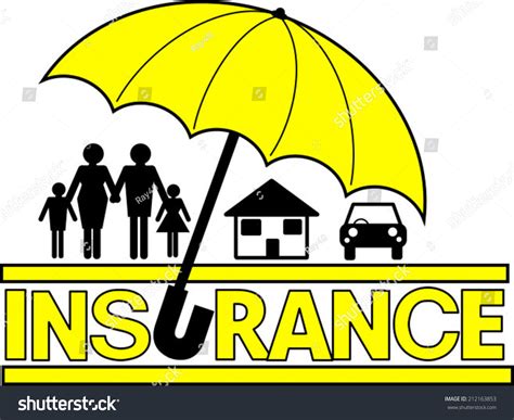 insurance sign vector umbrella yellow black stock vector