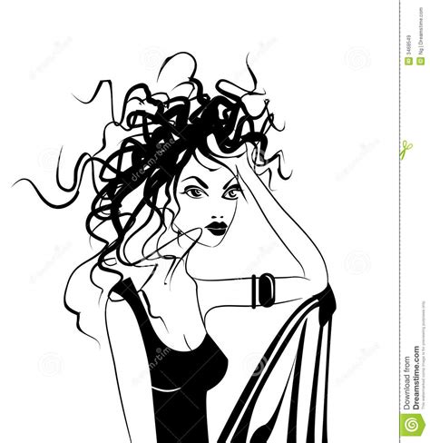 gorgeous woman with messy hair stock illustration image