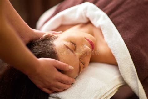Woman Having Head Massage At Spa Stock Image Image Of Concept Health