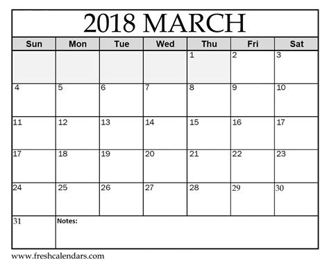 march  calendar printable