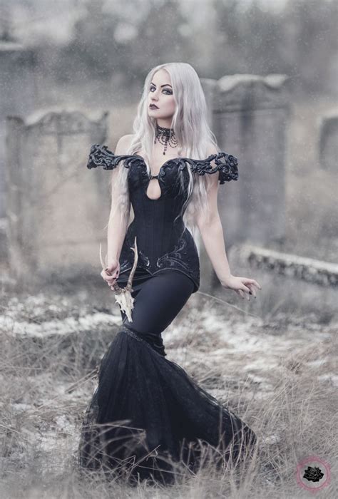 gothic fashion woman black dress jewelry dark photography