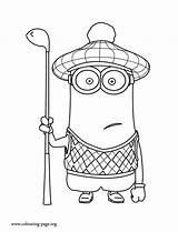 Coloring Minion Despicable Golfer Pages Minions Golf Colouring Golfing sketch template