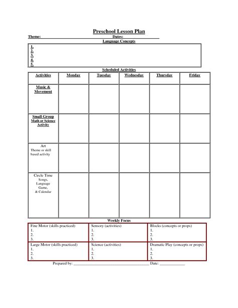 printable lesson plans template