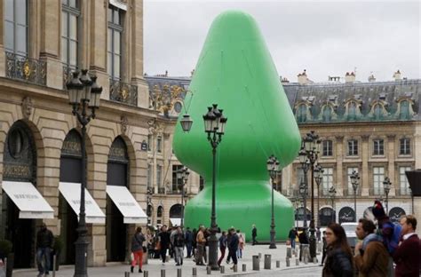 giant inflatable christmas tree looks like butt plug or
