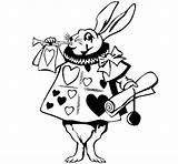Alice Wonderland Rabbit Coloring Coloringcrew sketch template