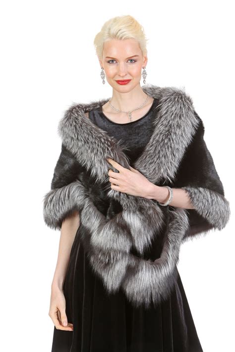 mink cape mink stole silver fox trim  lana madison avenue mall furs