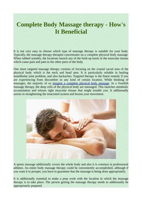 Complete Body Massage Therapy Hows It Beneficial