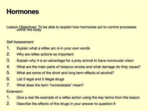 Hormones General Gcse Biology Lesson Powerpoint Edexcel Teaching